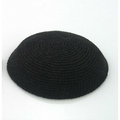 Kippa crochetée Noire (Grande Taille) 19cm