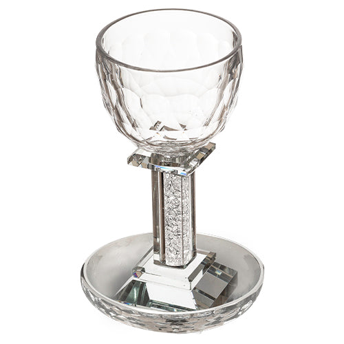 Verre à Kiddouch en cristal - Pied carré avec soucoupe