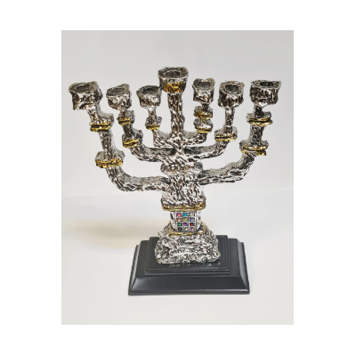 Menorah en résine recouverte de métal d'après un design de Salvatore Dali de 23 cm de hauteur