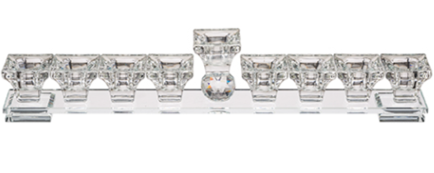 Hanoukia forme classique en crital bicolore transparent et teinté doré pour allumer à l'huile