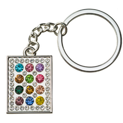 Porte clés Hoshen en nickel avec pierres de couleur