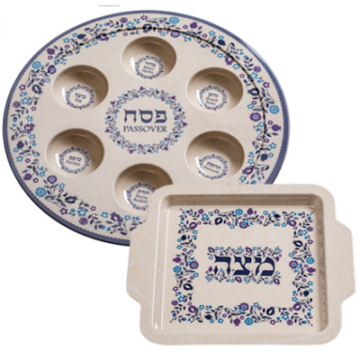 Plateau de seder et plat à matsa en mélaminé pour Pessah