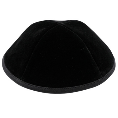 Kippa en velours noir qualité supérieure avec pince intérieure