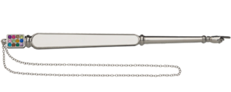 Yad - doigt pour lecture de la Thora avec déco pierres pectoral du Cohen 23 cm