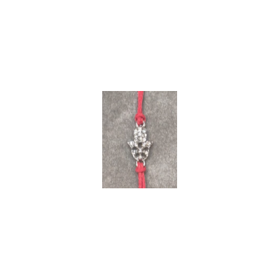 Bracelet fil rouge avec petite main argentée en rodium