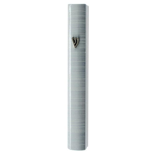 Boitier mezouza en aluminium à rayures blanches 12 cm