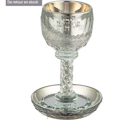 Verre à kidouch en cristal avec soucoupe et pied design