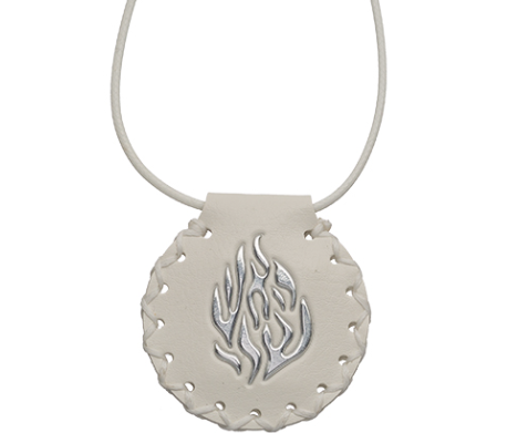Pendentif simili cuir Blanc avec flamme BRESLEV