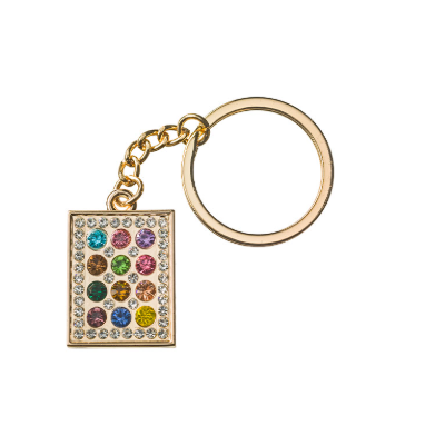 Porte clé en nickel avec pierres colorées Hoshen