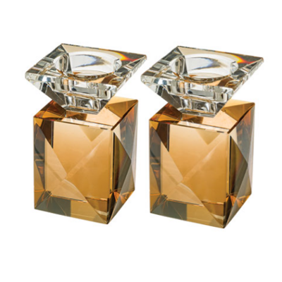 Bougeoirs en cristal teinté