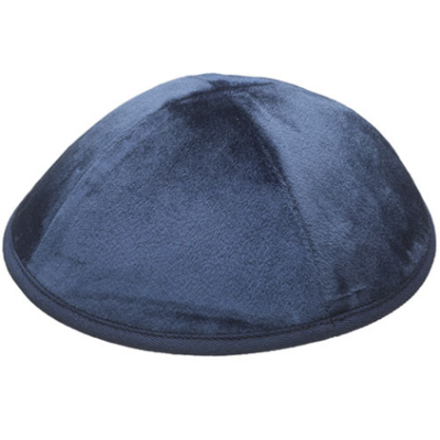 Kippa en velours bleu avec pince intérieure