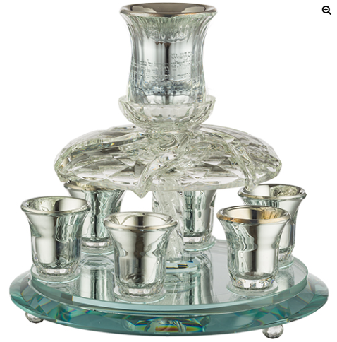 Fontaine à kidouch en crystal transparent  avec 6 verres