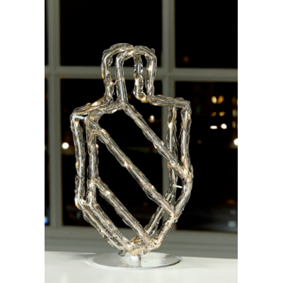 Toupie décoration lumineuse en verre 15X25 cm
