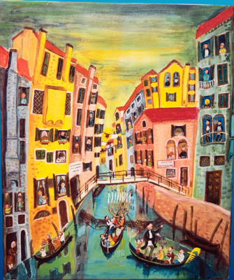 Serigraphie sur toile coton - HANOUKA à Venise