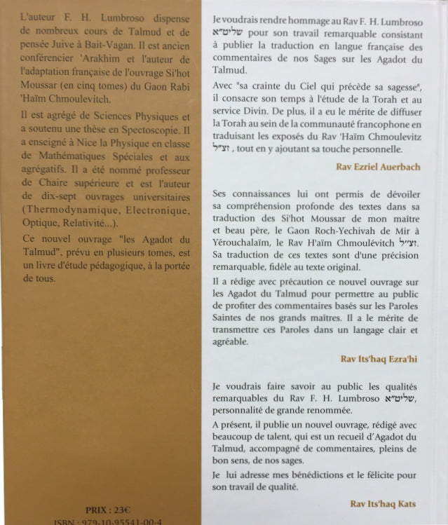 RECITS TALMUDIQUES COMMENTES - AGADOT DU TALMUD en Français TOME 1