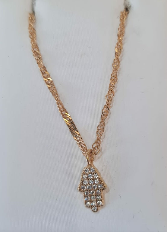 Pendentif en plaqué or et zirkonium avec sa chaine
